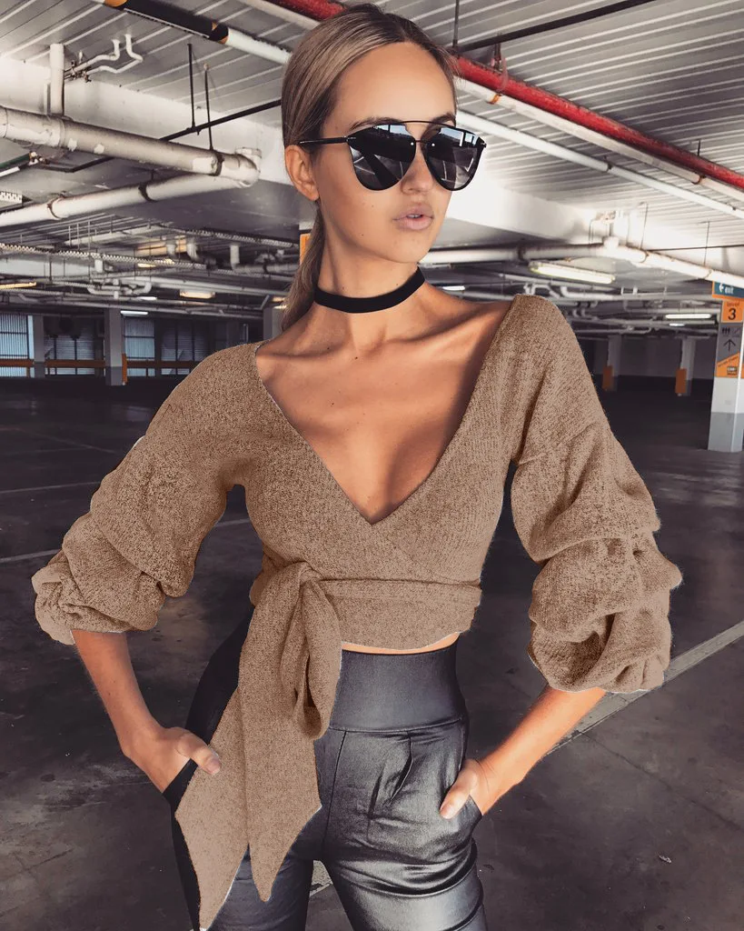 Seily Women V Neck Long Sleeve Sweaters And Pullovers Autumn Winter Casual Tie Up Skinny Slim Knitted Sweater Jumper Crop Top
Seily Women V Neck Long Sleeve Sweaters And Pullovers Autumn Winter Casual Tie Up Skinny Slim Knitted Sweater Jumper Crop Top