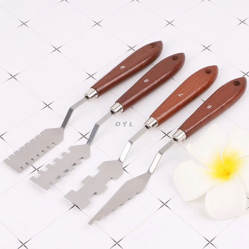 9pcs/set Professional Stainless Steel Artist Oil Painting Palette Knife Spatula Paint Pallet Art | Канцтовары для офиса и дома