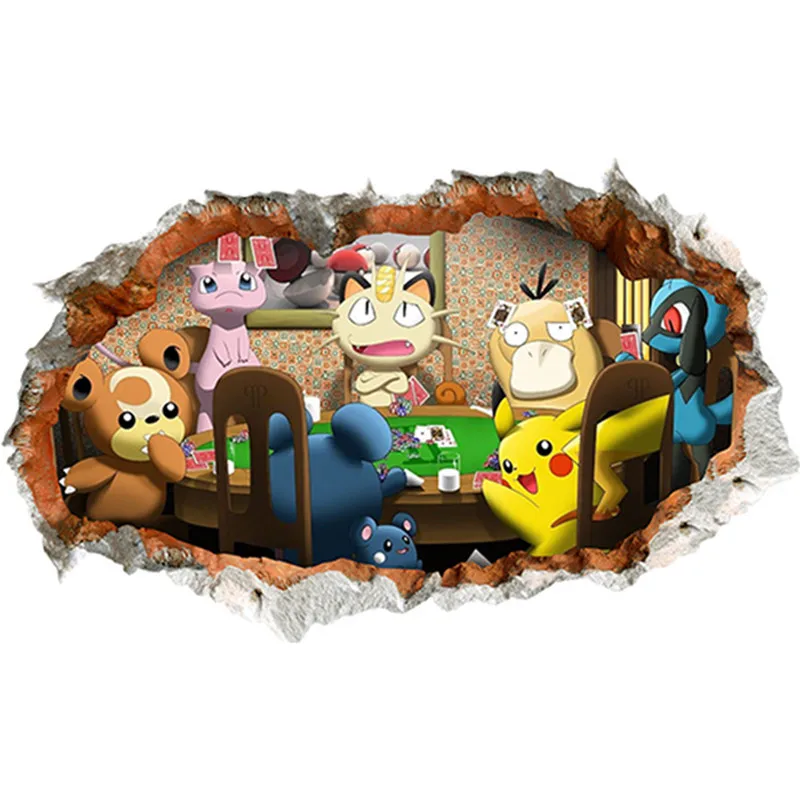 Pocket Monster game poster росписи Детские Пикачу 3d сломанные виниловые настенные наклейки