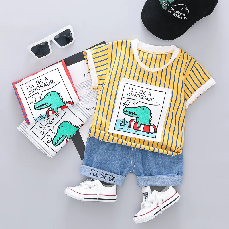 Infant Girl Boy Dinosaur Clothes Sets Children Summer Clothes Suits Striped T-Shirt + Jeans Shorts Sets Suit Baby Clothing
Infant Girl Boy Dinosaur Clothes Sets Children Summer Clothes Suits Striped T-Shirt + Jeans Shorts Sets Suit Baby Clothing