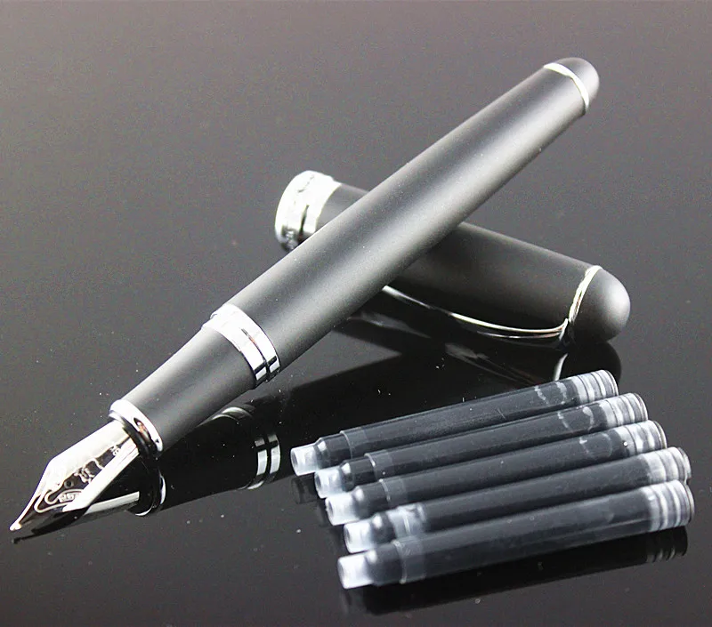 Фото Чернильная ручка Noble JINHAO X750 черная матовая с металлическими чернилами в подарок
