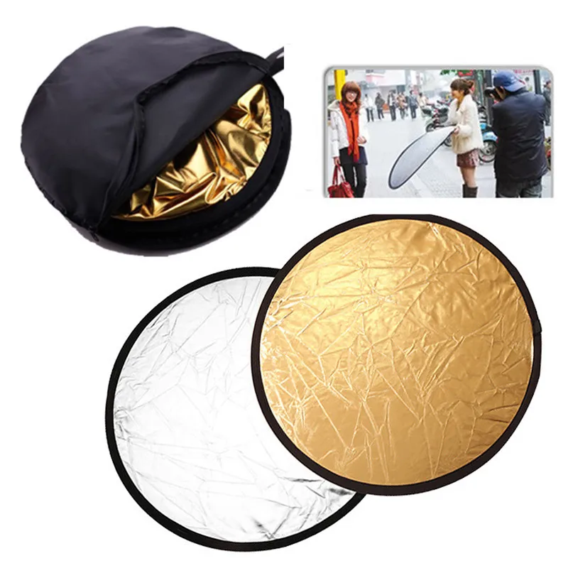 43"/110cm 2in1 Gold and Silver Handhold Multi Collapsible Portable photo Disc Light Reflector for Photography auxiliary
43"/110cm 2in1 Gold and Silver Handhold Multi Collapsible Portable photo Disc Light Reflector for Photography auxiliary