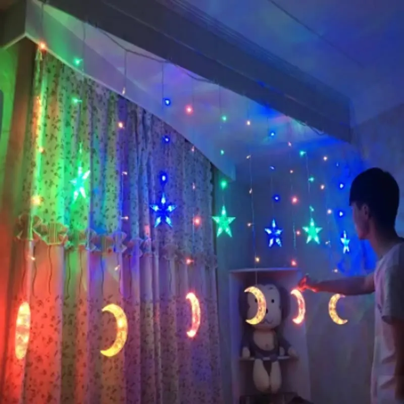 2.5m 138 led moon & star icicle led string light festoon led light navidad luces wedding party home living room bedroom decor
2.5m 138 led moon & star icicle led string light festoon led light navidad luces wedding party home living room bedroom decor