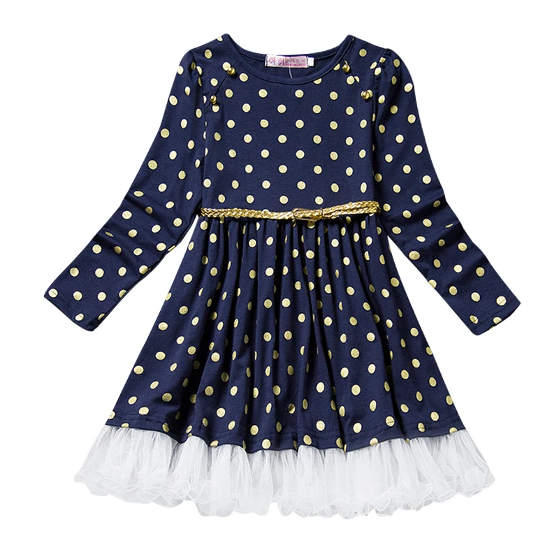 Baby Girl dress Long Sleeve Dots Dresses for Girls Clothes Kids Children Clothing Princess Dress roupas infantis 2 3 4 5 6 Year | Детская