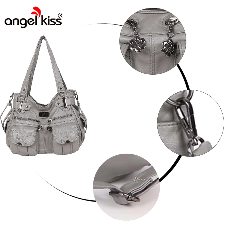 Angelkiss Brand Washed PU Handbag Women Shoulder Bag Hobo Handbag Roomy and Sturdy Messenger Bag with Adjustable Long Strap
Angelkiss Brand Washed PU Handbag Women Shoulder Bag Hobo Handbag Roomy and Sturdy Messenger Bag with Adjustable Long Strap
