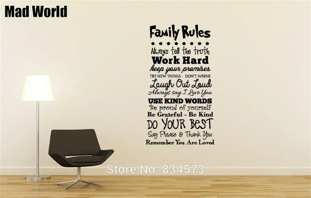 Mad World-Family Rules Home Words Lettering Wall Art Stickers Wall Decals Home DIY Decoration Removable Room Decor Wall Stickers
Mad World-Family Rules Home Words Lettering Wall Art Stickers Wall Decals Home DIY Decoration Removable Room Decor Wall Stickers