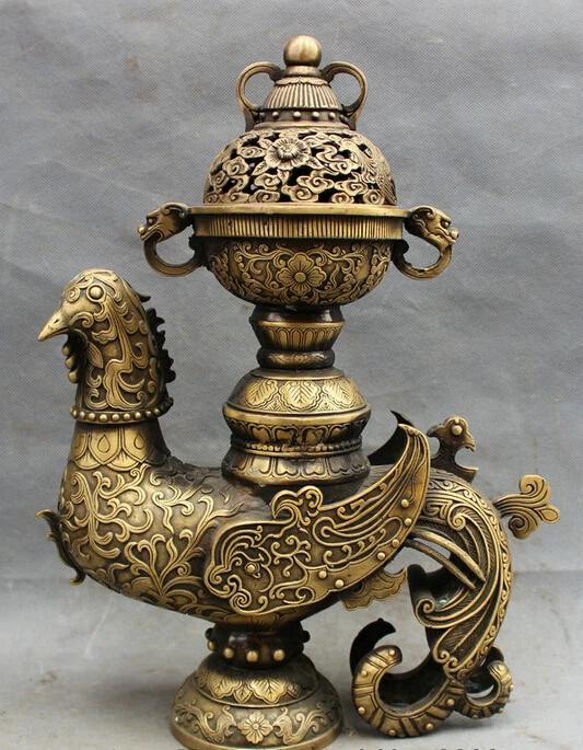 fast shipping USPS to USA S1485 15" Chinese Bronze Dragon Head Phoenix Zun Statue Flower Incense Burner Censer
fast shipping USPS to USA S1485 15" Chinese Bronze Dragon Head Phoenix Zun Statue Flower Incense Burner Censer