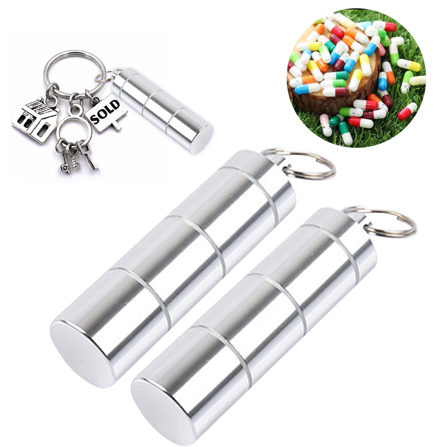 Behogar 2pcs Portable Metal Pill Box Daily Medicine Holder Dispenser Case Pill Box Keyring Travel Outdoor pill case keychain
Behogar 2pcs Portable Metal Pill Box Daily Medicine Holder Dispenser Case Pill Box Keyring Travel Outdoor pill case keychain