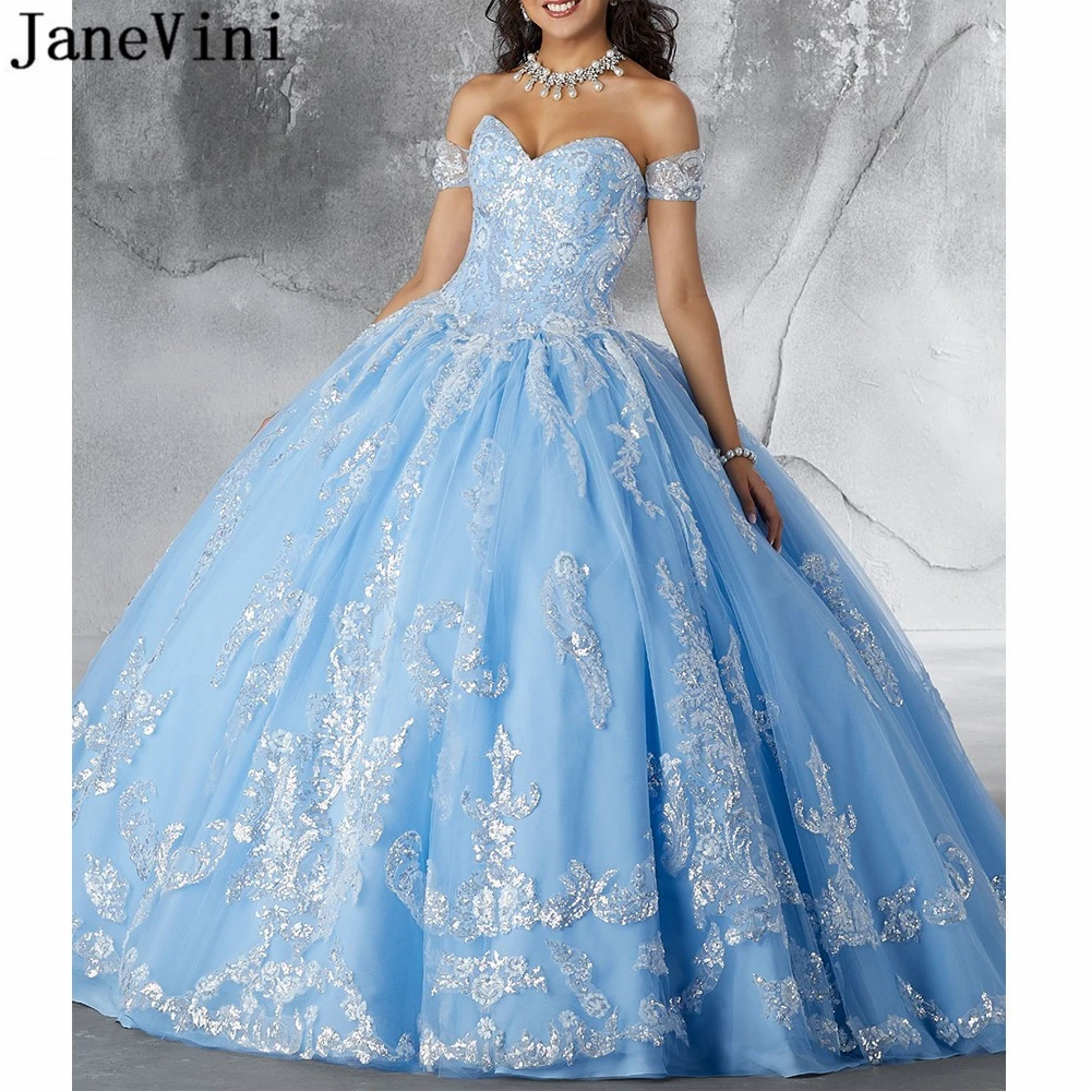 Очаровательные светильник голубые платья jaevini для Quinceanera бальное платье 2019 без