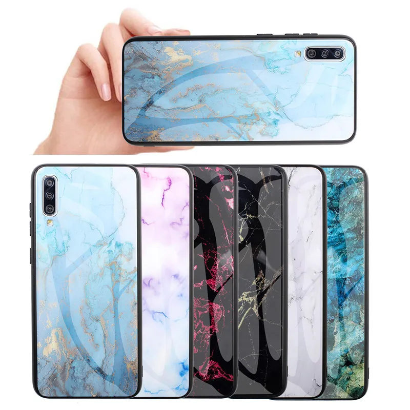 Чехол для Samsung Galaxy A70 A50 A40s A30 A20 A10 M20 M10 M30 GMarble чехлы из закаленного стекла A9 A7 A6 A8 Plus