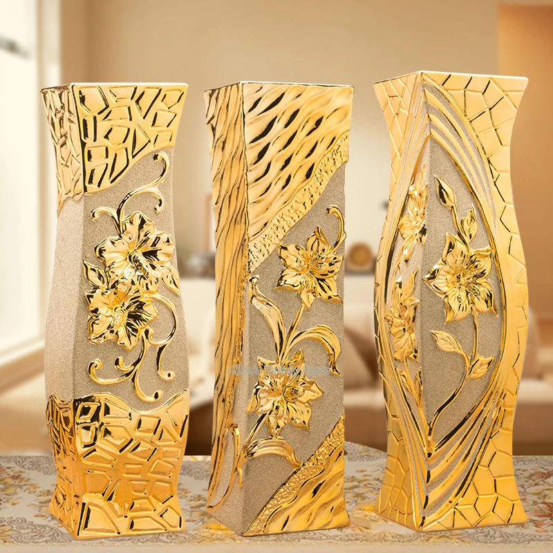 Gold-plated Floor Vase Gilded Flower Holder Porcelain Resin Ceramic Flower Vase Decorative Vases Golden Decoration Plated Vase
Gold-plated Floor Vase Gilded Flower Holder Porcelain Resin Ceramic Flower Vase Decorative Vases Golden Decoration Plated Vase