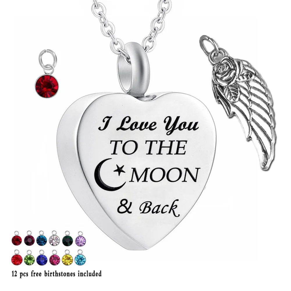 l love you to the moon&back 12 Piece Birthstone Crystal Urn Necklace Heart Memorial Keepsake Pendant Ashes Cremation Jewelry
l love you to the moon&back 12 Piece Birthstone Crystal Urn Necklace Heart Memorial Keepsake Pendant Ashes Cremation Jewelry