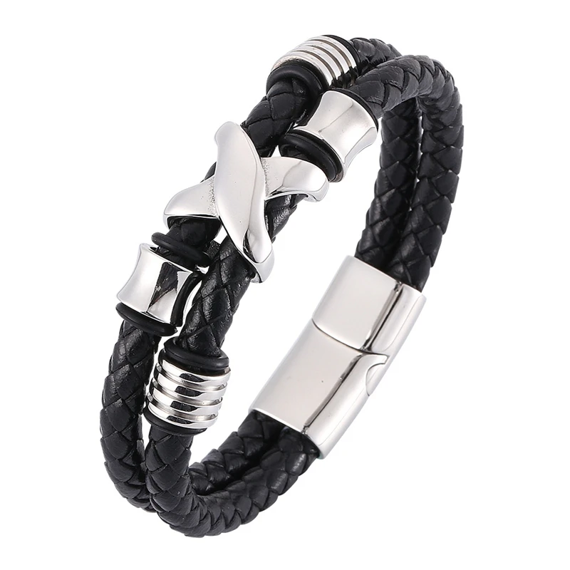 New Genuine Leather Bracelet Men Homme Double Layer Magnet Buckle Fashion Jewelry Gifts BB0337
New Genuine Leather Bracelet Men Homme Double Layer Magnet Buckle Fashion Jewelry Gifts BB0337