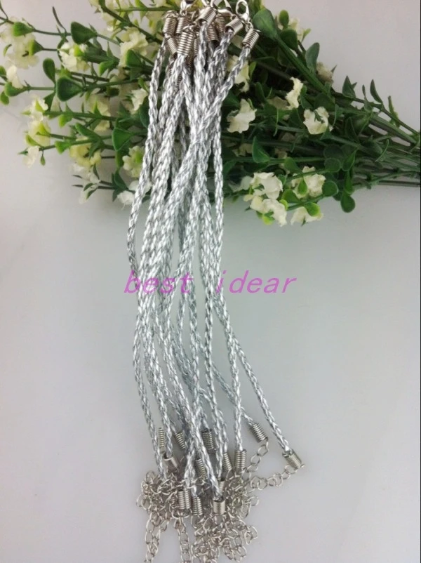 100pcs Silver Leather Braided Charm Bracelet For Bead lobster Clasp Cords 18cm ,free shipping, FB-885
100pcs Silver Leather Braided Charm Bracelet For Bead lobster Clasp Cords 18cm ,free shipping, FB-885