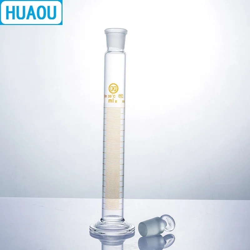 Измерительный цилиндр HUAOU 100 мл с заземлением и стеклянной пробкой стеклянная