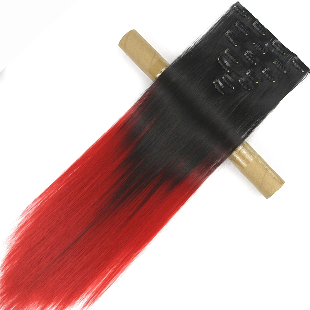 Soowee 7pcs/set 16 Clips Black To Red Ombre Straight Synthetic Hairpiece Full Head Clip in Hair Extensions Aplique De Cabelo
Soowee 7pcs/set 16 Clips Black To Red Ombre Straight Synthetic Hairpiece Full Head Clip in Hair Extensions Aplique De Cabelo