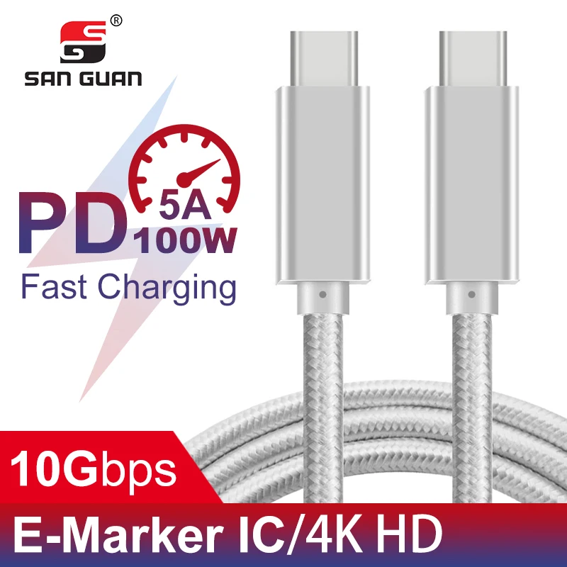 USB3.1 Gen2 Cable 100W 5A PD Charge Type-C to Type C 3.1 for Huawei Samsung Nexus LG,Audio Video compatible thunderbolt 3
USB3.1 Gen2 Cable 100W 5A PD Charge Type-C to Type C 3.1 for Huawei Samsung Nexus LG,Audio Video compatible thunderbolt 3