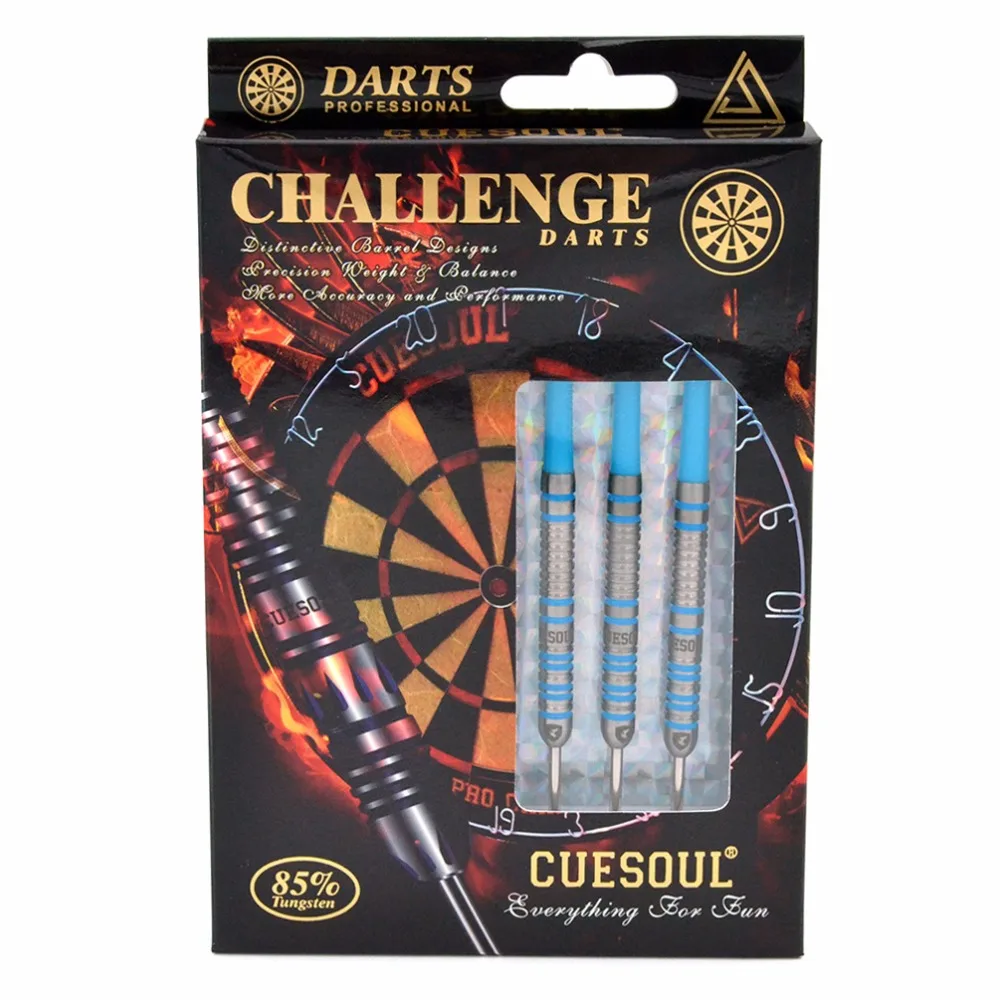 CUESOUL CHALLENGE 85% 22g/24g/26g Steel Tip Tungsten Dart Set With Blue Dart Shaft
CUESOUL CHALLENGE 85% 22g/24g/26g Steel Tip Tungsten Dart Set With Blue Dart Shaft