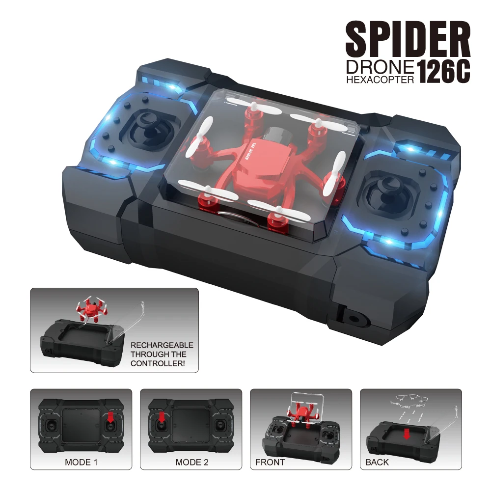 FQ777 126C Mini Spider Drone 4CH 6-Axis with 2MP HD Camera CF Mode One Key Return Function Mini RC Helicopter 
FQ777 126C Mini Spider Drone 4CH 6-Axis with 2MP HD Camera CF Mode One Key Return Function Mini RC Helicopter