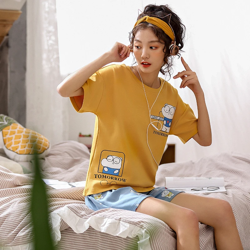 BZEL 2019 New Fashion Summer Pajama Set Women Cotton Sleepwear Cartoon Loungewear Animal Print Nightwear Homewear Pijamas Mujer
BZEL 2019 New Fashion Summer Pajama Set Women Cotton Sleepwear Cartoon Loungewear Animal Print Nightwear Homewear Pijamas Mujer