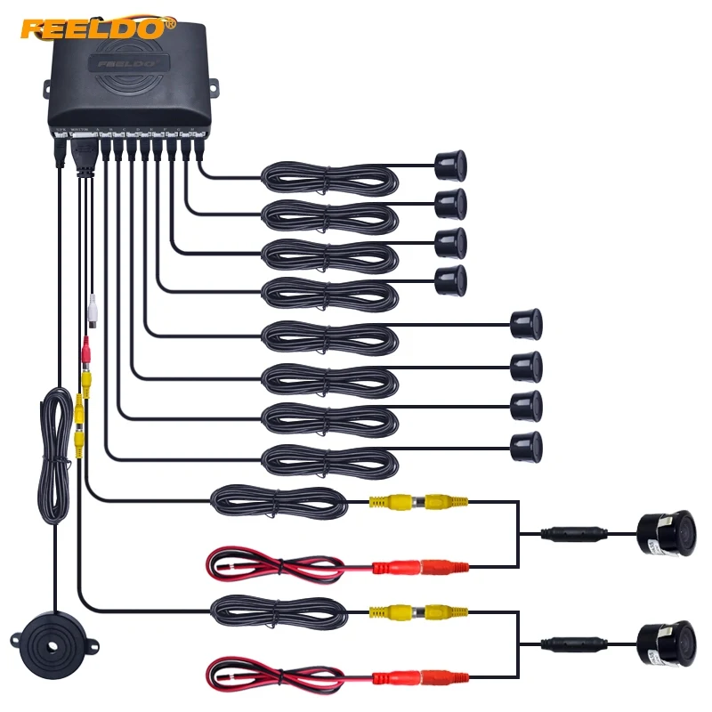 FEELDO Car 8-Sensor Parking Sensor with 2pcs 18.5mm CCD Camera Dual Visual Rearview Video Parking Radar System #HQ930
FEELDO Car 8-Sensor Parking Sensor with 2pcs 18.5mm CCD Camera Dual Visual Rearview Video Parking Radar System #HQ930