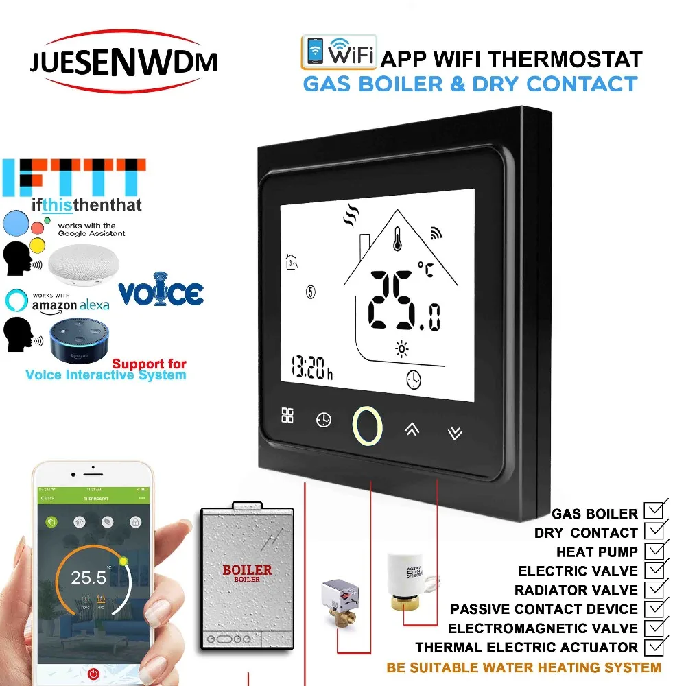 IOT Works with IFTTT Alexa Google Home Dry Contac,Passive Connection Wall Gas Boiler Thermostat For Room Central Heating System
IOT Works with IFTTT Alexa Google Home Dry Contac,Passive Connection Wall Gas Boiler Thermostat For Room Central Heating System