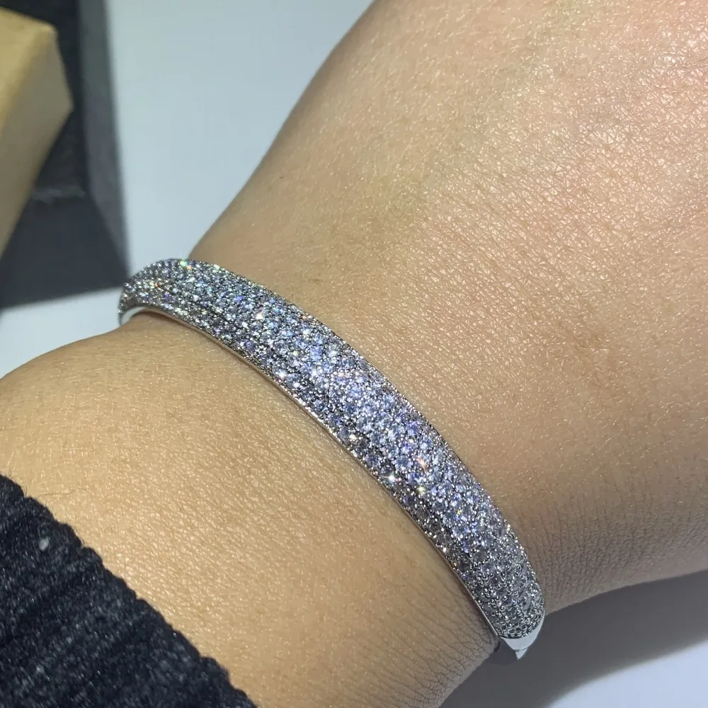 Classical Hot Sale Shinning Jewelry 925 Sterling Silver Fill Pave 5A Zirconia CZ Promise Bangle Women Wedding Bracelet Gift
Classical Hot Sale Shinning Jewelry 925 Sterling Silver Fill Pave 5A Zirconia CZ Promise Bangle Women Wedding Bracelet Gift