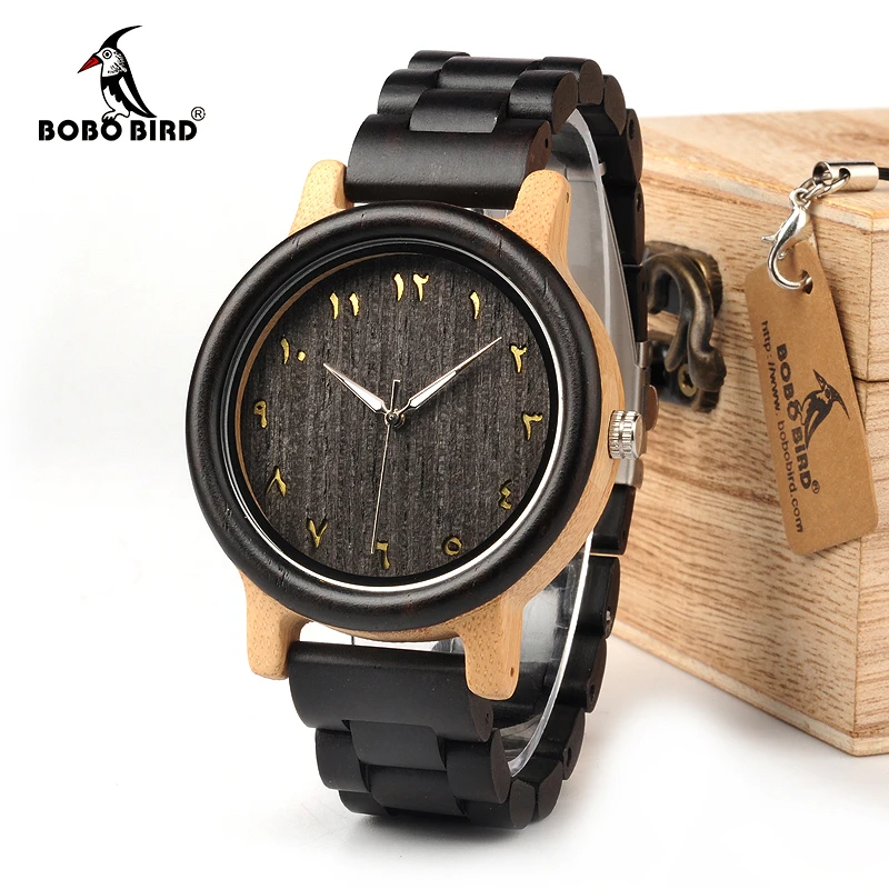 Деревянные часы BOBO BIRD WN14N15 Wenge восточные арабские персидские с цифрами фарси