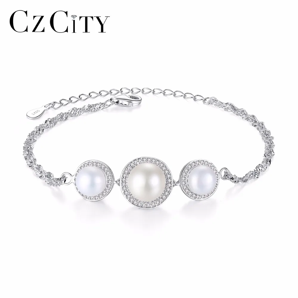 CZCITY Trendy 925 Sterling Silver Charms Women Love Chain Link Natural Pearl Bracelet Size Adjustable for Lady Bangles Jewelry
CZCITY Trendy 925 Sterling Silver Charms Women Love Chain Link Natural Pearl Bracelet Size Adjustable for Lady Bangles Jewelry
