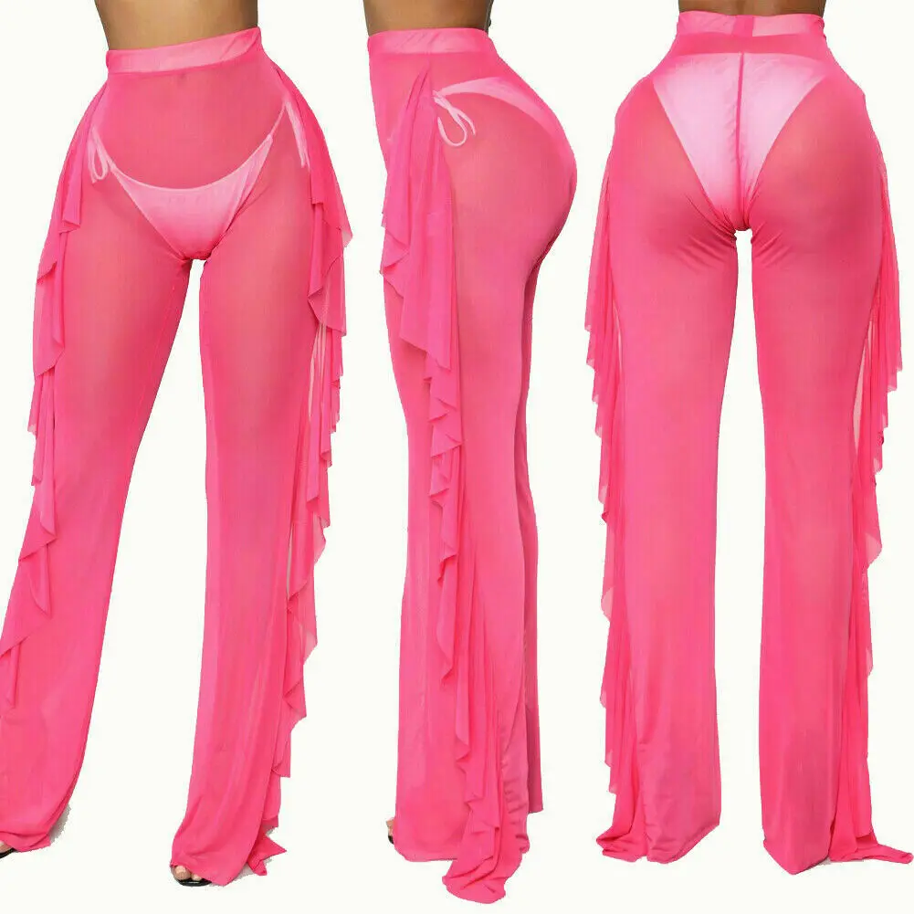 Sexy Women Beach Mesh Ruffles Sheer Wide Leg Pants Loose Bikini Cover Up Leggings
Sexy Women Beach Mesh Ruffles Sheer Wide Leg Pants Loose Bikini Cover Up Leggings
