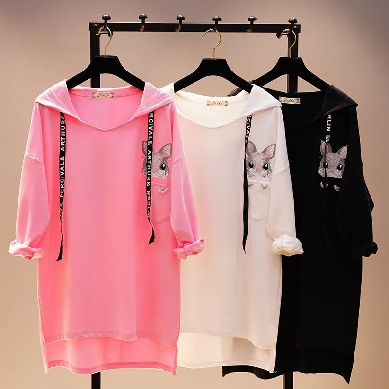 New Spring Fashion Loose Women Pullovers Tops Pocket Embroidery Hooded T Shirts Medium-long Long Sleeve Students Tshirts
New Spring Fashion Loose Women Pullovers Tops Pocket Embroidery Hooded T Shirts Medium-long Long Sleeve Students Tshirts