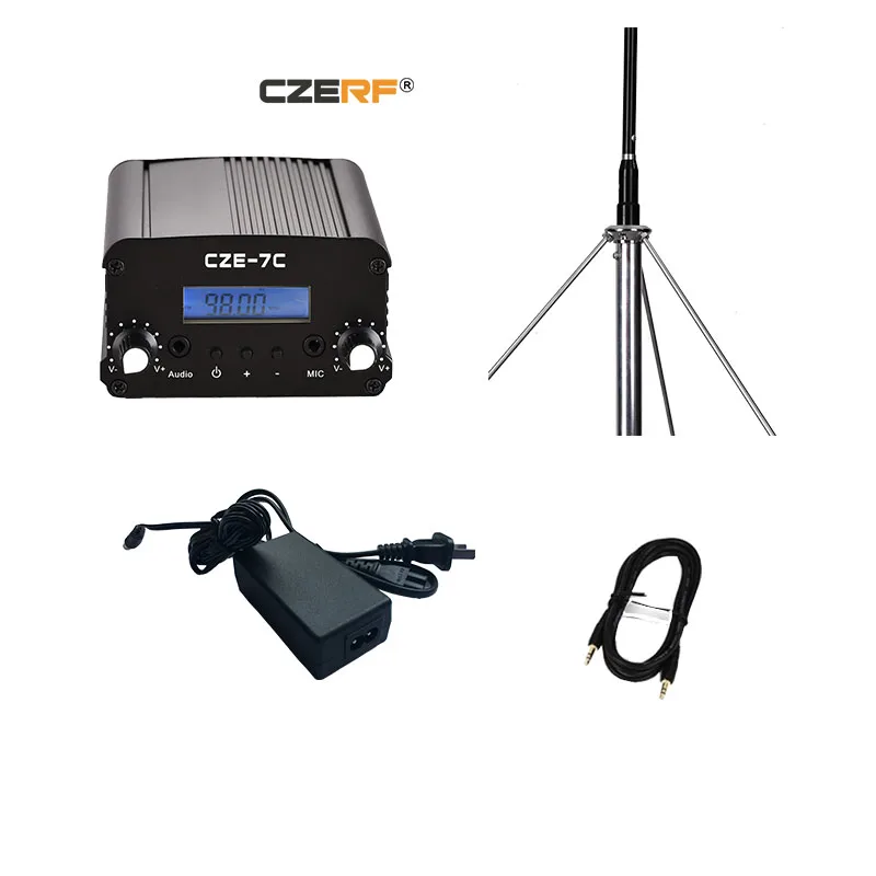 CZE-7C 7w wireless radio station broadcast fm transmitter with 1/4 wave GP aluminum antenna kits
CZE-7C 7w wireless radio station broadcast fm transmitter with 1/4 wave GP aluminum antenna kits
