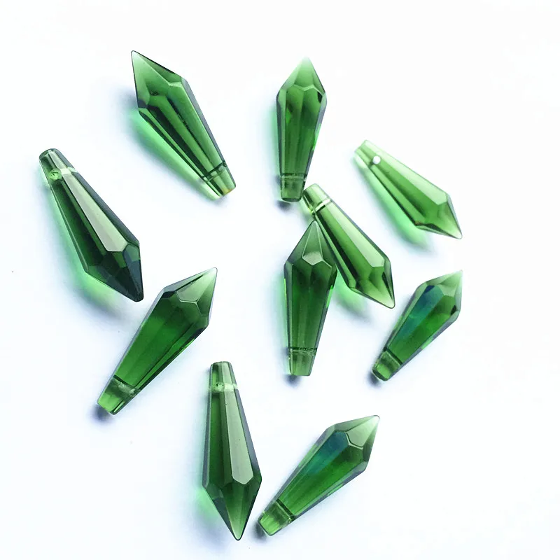 

100pcs 36mm Green Glass Crystal Chandelier Lamp Lighting Part Prisms Drops Pendants (Free Rings )Home Light Room Decoration