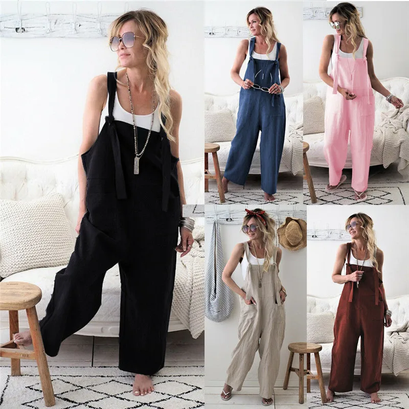 Womens Jumpsuit Vintage Baggy Rompers 2019 Summer Fashion Overalls Loose One Piece Wide Leg Pant Casual Ladies Plain Clothes
Womens Jumpsuit Vintage Baggy Rompers 2019 Summer Fashion Overalls Loose One Piece Wide Leg Pant Casual Ladies Plain Clothes