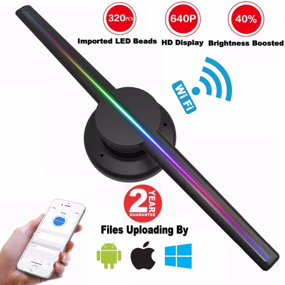 AUSIDA 42CM WiFi Control 3D Hologram Fan,higher Resolution 640P HD 3D led fan advertising holographic display LOGO projector
AUSIDA 42CM WiFi Control 3D Hologram Fan,higher Resolution 640P HD 3D led fan advertising holographic display LOGO projector