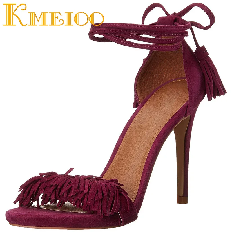 Kmeioo Women's Lace Up High Heel Sandals Fringe Shoes Tassel Tie Up Prom Stiletto Ankle Strap 10cm
Kmeioo Women's Lace Up High Heel Sandals Fringe Shoes Tassel Tie Up Prom Stiletto Ankle Strap 10cm