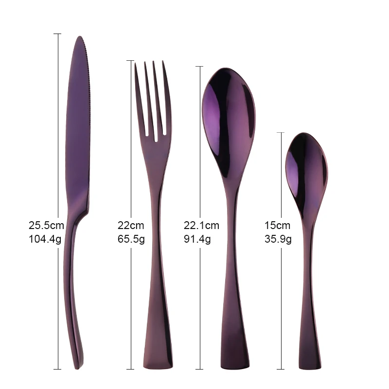 Top Quality Flatware Set 24piece Stainless Steel Knife Fork Luxury Purple Dinner Set 24 pcs 6 person Restaurant Food Tableware
Top Quality Flatware Set 24piece Stainless Steel Knife Fork Luxury Purple Dinner Set 24 pcs 6 person Restaurant Food Tableware