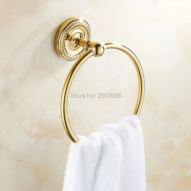 Free Shipping Fashion Style Shine Gold Plated Wall Mounted Towel Ring Hanger Solid Brass Good Quality Bath Accessories ZR2205
Free Shipping Fashion Style Shine Gold Plated Wall Mounted Towel Ring Hanger Solid Brass Good Quality Bath Accessories ZR2205