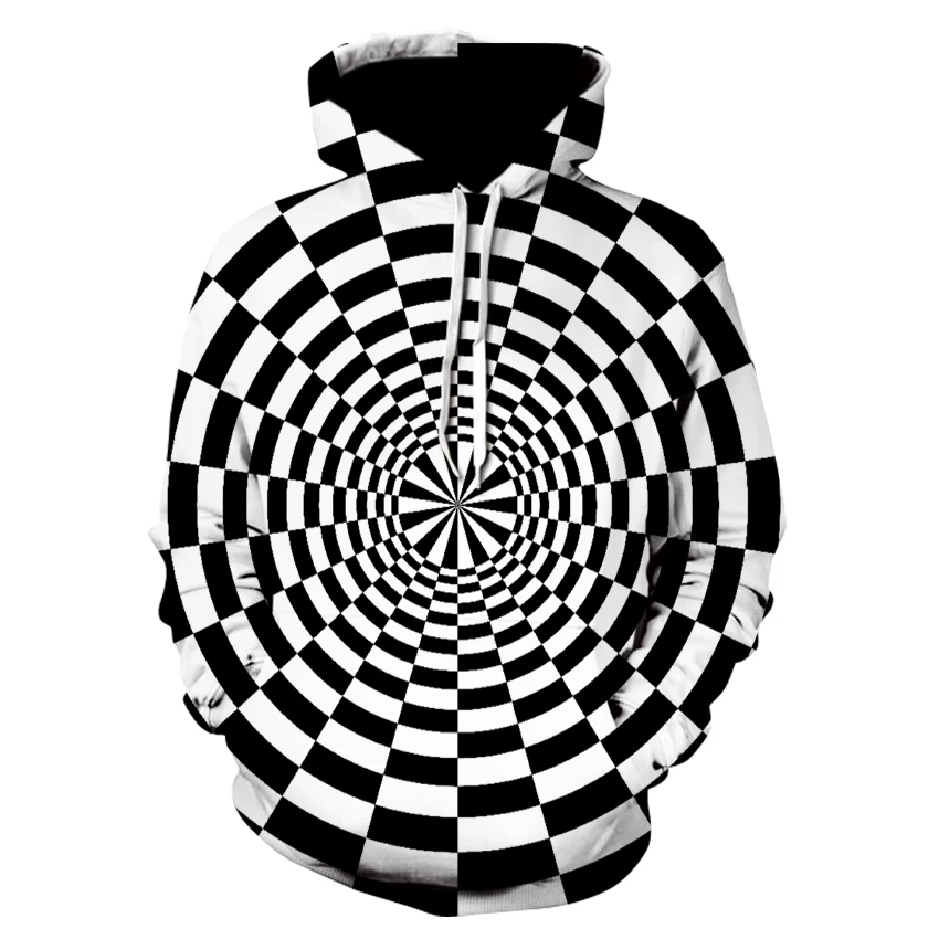 New fashion hoodie sweatshirt for men and women, black and white check pattern design vertigo hoodie Hip Hop streetwear
New fashion hoodie sweatshirt for men and women, black and white check pattern design vertigo hoodie Hip Hop streetwear