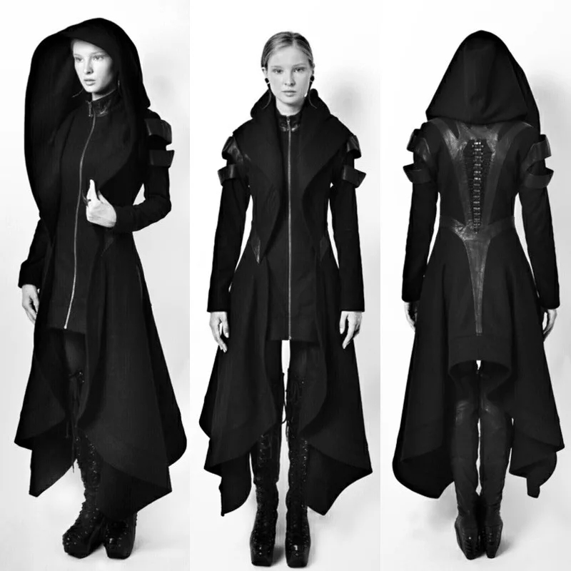 Middle Ages long sleeve Jacket Irregular Women Solid color Hooded Coat Punk Goth Cosplay Cyber Steampunk Witch Long Jacket S-5XL
Middle Ages long sleeve Jacket Irregular Women Solid color Hooded Coat Punk Goth Cosplay Cyber Steampunk Witch Long Jacket S-5XL