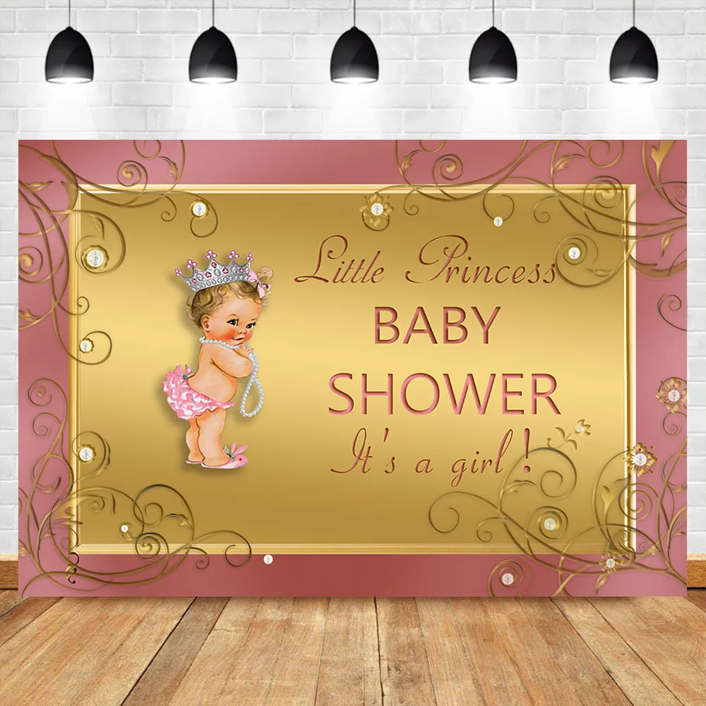 Neoback Baby Shower фон для фотосъемки с изображением золотого и розового цвета