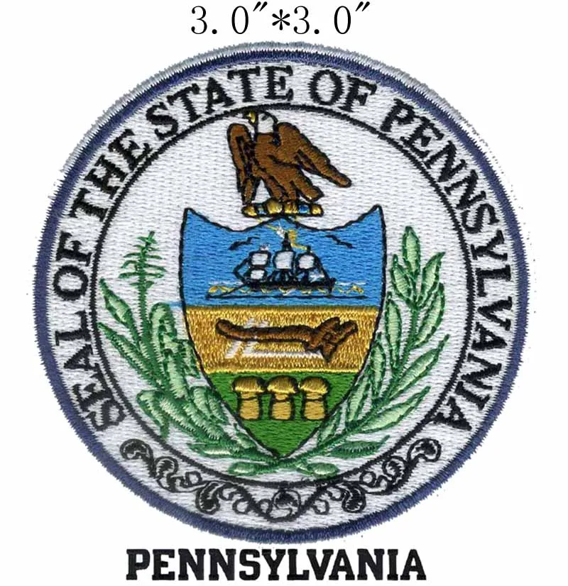 Pennsylvania State Seal 3" wide embroidery patch for crest/mountains/leaves
Pennsylvania State Seal 3" wide embroidery patch for crest/mountains/leaves