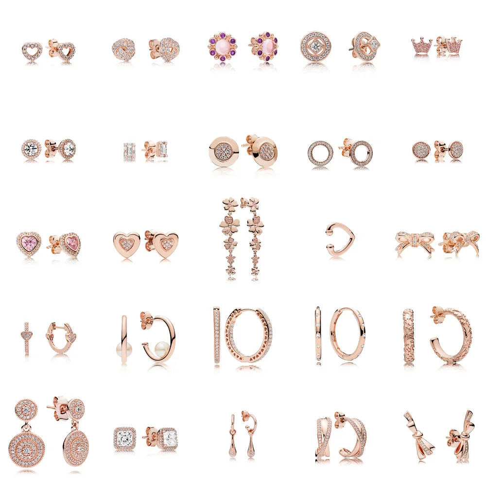 25 Style 925 Sterling Silver Rose Gold Color Earrings Bowknot Heart With Full Crystal Earrings For Women Party Jewelry
25 Style 925 Sterling Silver Rose Gold Color Earrings Bowknot Heart With Full Crystal Earrings For Women Party Jewelry