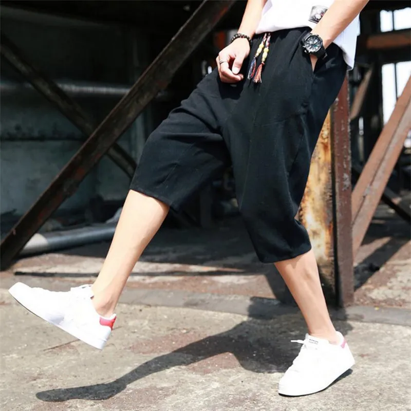Summer Cotton Casual Men Trousers Elastic Waist Knee Length Harem Pants New Fashion Trend Mens Joggers Pants Plus Size A3729
Summer Cotton Casual Men Trousers Elastic Waist Knee Length Harem Pants New Fashion Trend Mens Joggers Pants Plus Size A3729