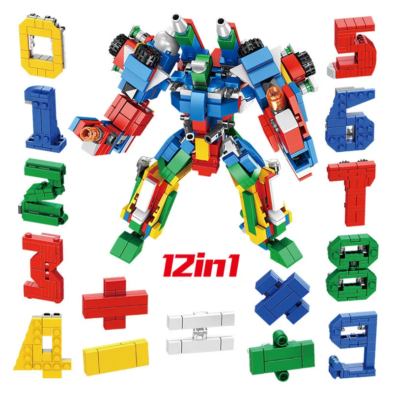 12 in 1 Transformation Number Digital Robot Car Plane vehicle Block Diy Educational Building Toy For Children 570pcs
12 in 1 Transformation Number Digital Robot Car Plane vehicle Block Diy Educational Building Toy For Children 570pcs