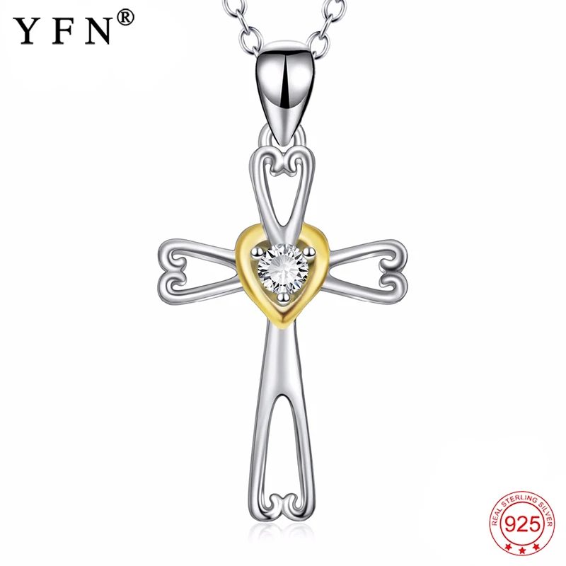 YFN Real 925 Sterling Silver Cross Pendants Necklaces Lucky Knot Love Heart Crystal CZ Collier Creative Jewelry For Women Gifts
YFN Real 925 Sterling Silver Cross Pendants Necklaces Lucky Knot Love Heart Crystal CZ Collier Creative Jewelry For Women Gifts
