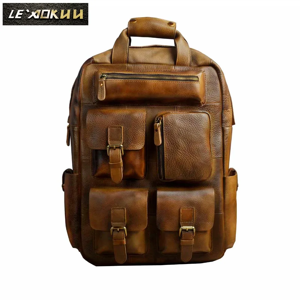 Men Original Leather Fashion Travel University College School Book Bag Designer Male Backpack Daypack Student Laptop Bag 1170lb
Men Original Leather Fashion Travel University College School Book Bag Designer Male Backpack Daypack Student Laptop Bag 1170lb