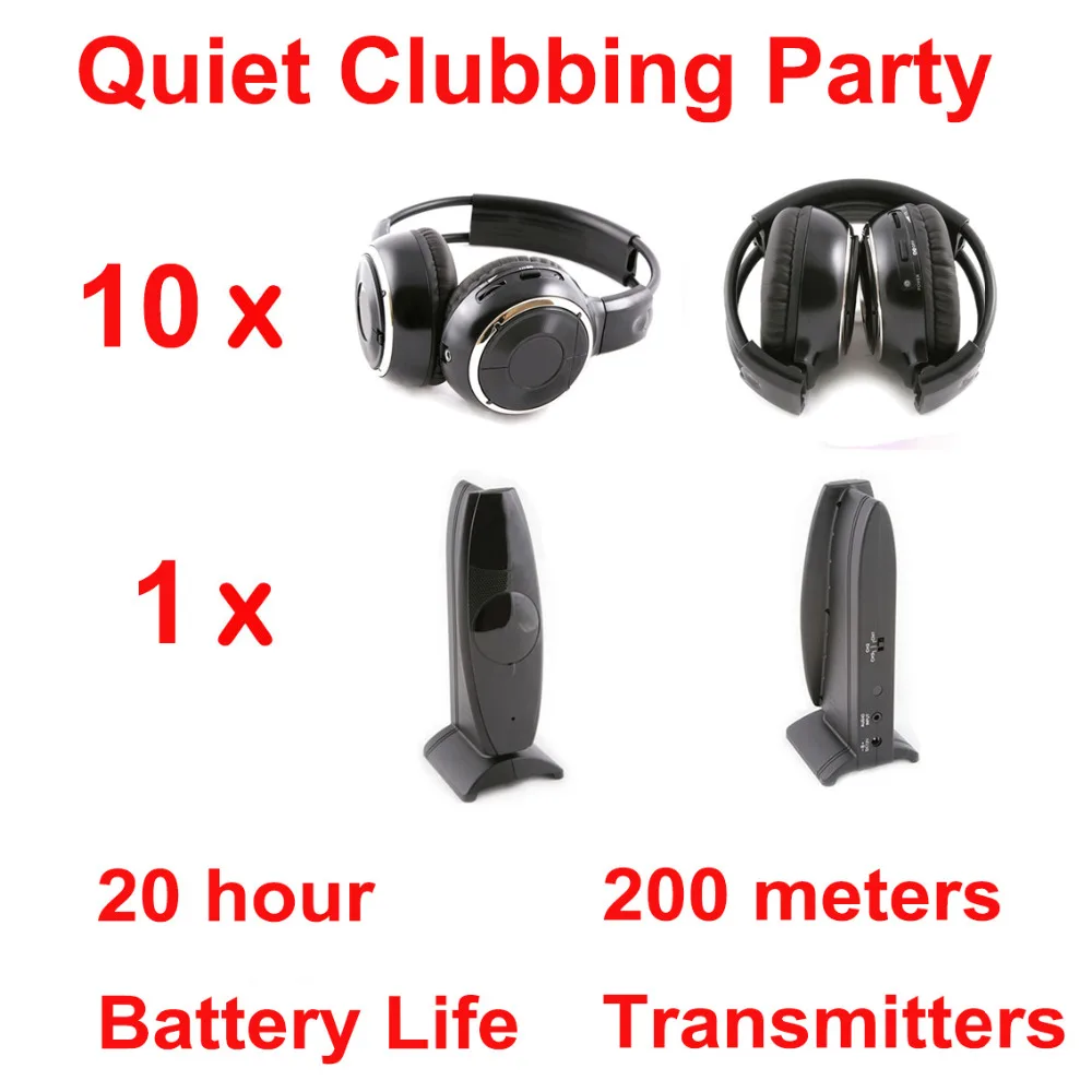 Silent Disco complete system black folding wireless headphones - Quiet Clubbing Party Bundle (10 Headphones + 1 Transmitter)
Silent Disco complete system black folding wireless headphones - Quiet Clubbing Party Bundle (10 Headphones + 1 Transmitter)