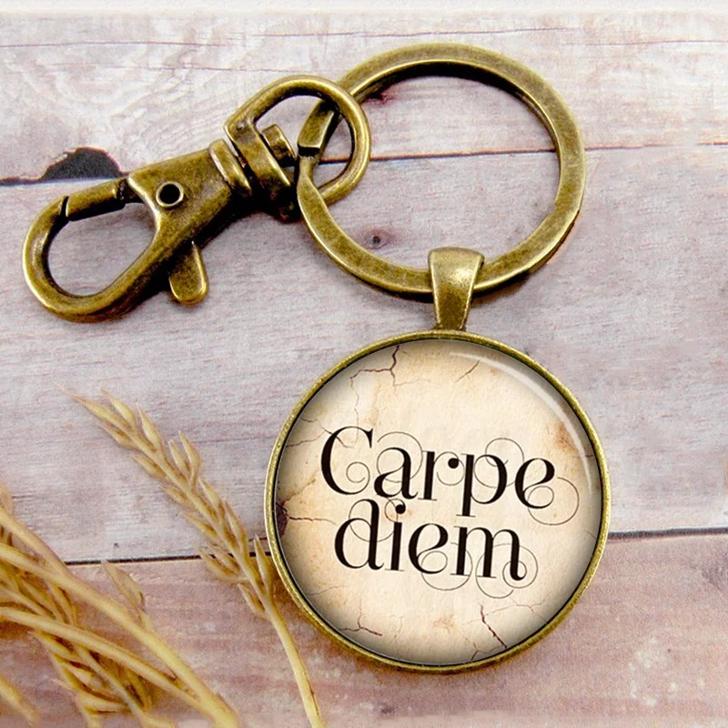 Ретро Carpe Diem брелок с пряжкой для ключей кулон надписью день рождения фестиваль