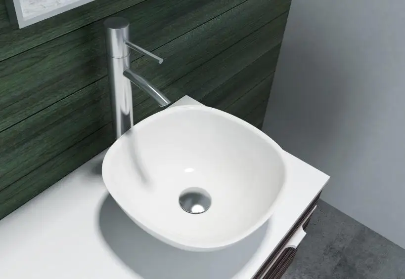 

Diameter 350mm Bathroom Round Above Counter Corain Vessel Sink Matt Solid Surface Stone Washbasin RS38200-434